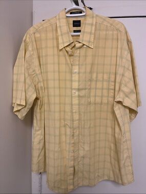 Arrow USA 1851 Short Sleeve Yellow Plaid Button Down Shirt